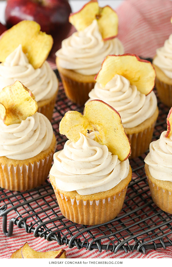 Apple Butter Cupcakes - a deliciously easy cupcake recipe with apple butter in both the cupcake and frosting for lots of great apple flavor | by Lindsay Conchar for TheCakeBlog.com