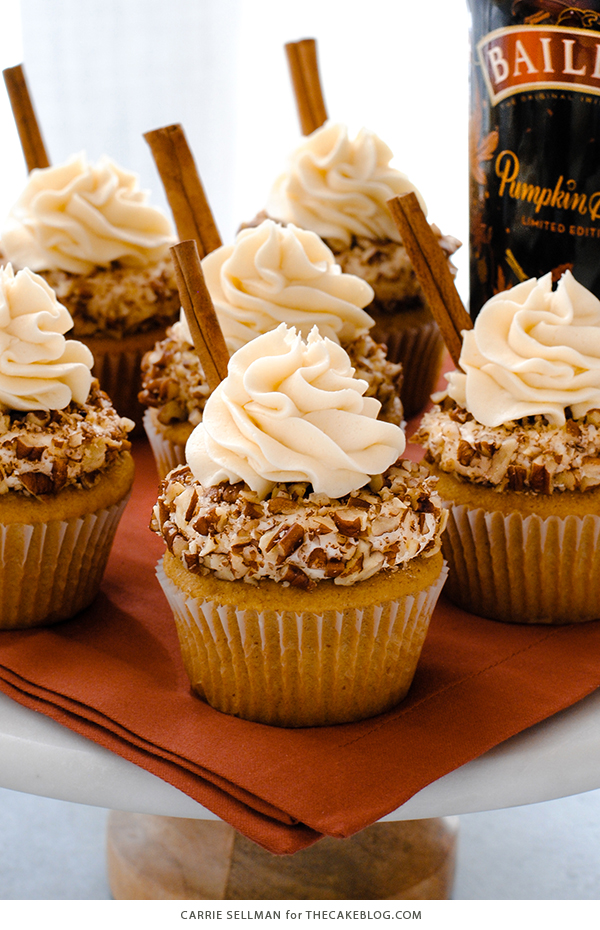 Bailey's Pumpkin Spice Cupcakes | by Carrie Sellman for TheCakeBlog.com