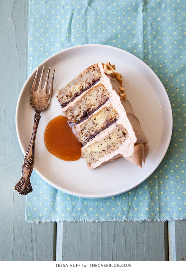 Banana Chocolate Hazelnut Cake | Recipe by Tessa Huff for TheCakeBlog.com