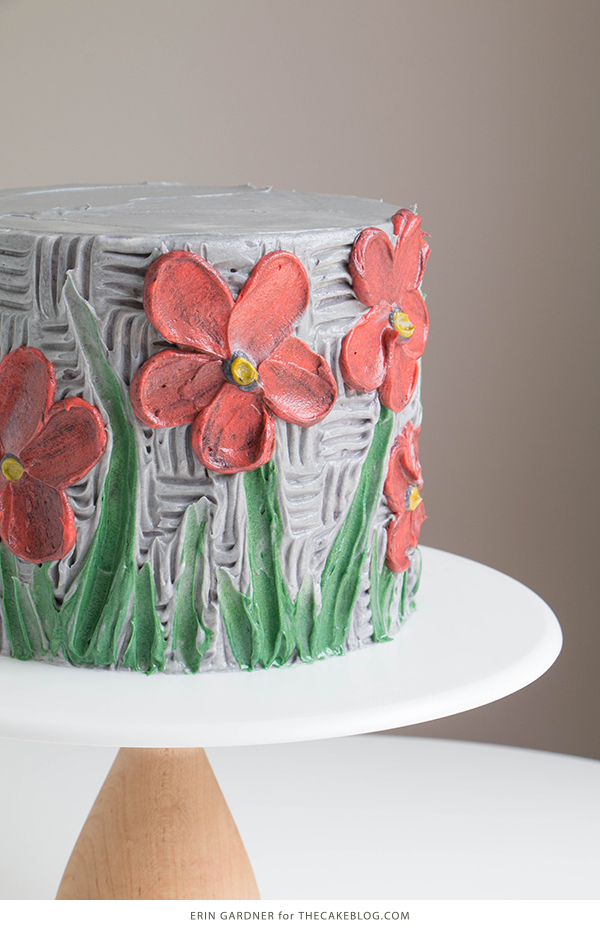Buttercream Palette Knife Painted Cake - how to paint a cake using buttercream frosting, a spatula and an oil painting technique | by Erin Gardner for TheCakeBlog.com