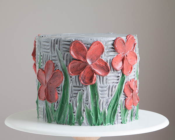 Buttercream Palette Knife Painted Cake - how to paint a cake using buttercream frosting, a spatula and an oil painting technique | by Erin Gardner for TheCakeBlog.com