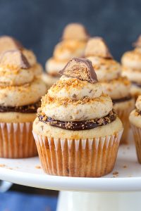 Butterfinger Cupcakes - the ultimate Butterfinger cupcake recipe | Lindsay Conchar for TheCakeBlog.com