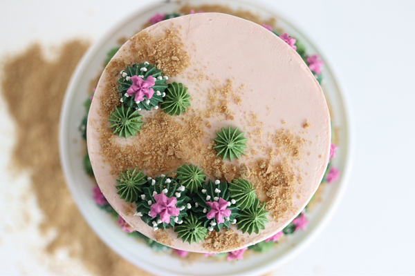 Cactus Cake - how to make a cactus themed cake with ombrè buttercream, edible sand and piped buttercream cacti | by Whitney DePaoli for TheCakeBlog.com