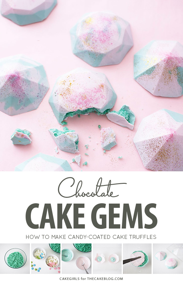 Cake Gems - how to make gem-shaped chocolate truffles filled with cake | by Cakegirls for TheCakeBlog.com
