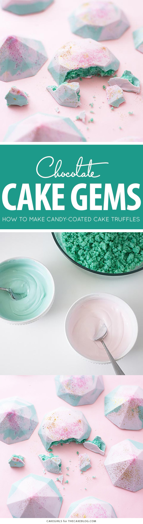 Cake Gems - how to make gem-shaped chocolate truffles filled with cake | by Cakegirls for TheCakeBlog.com