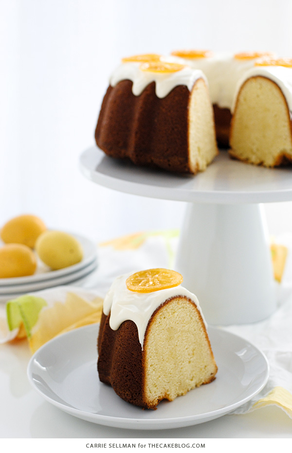 Lemon Bundt Cake - easy lemon pound cake recipe with a relaxed cream cheese glaze and candied lemon slices | By Carrie Sellman for TheCakeBlog.com