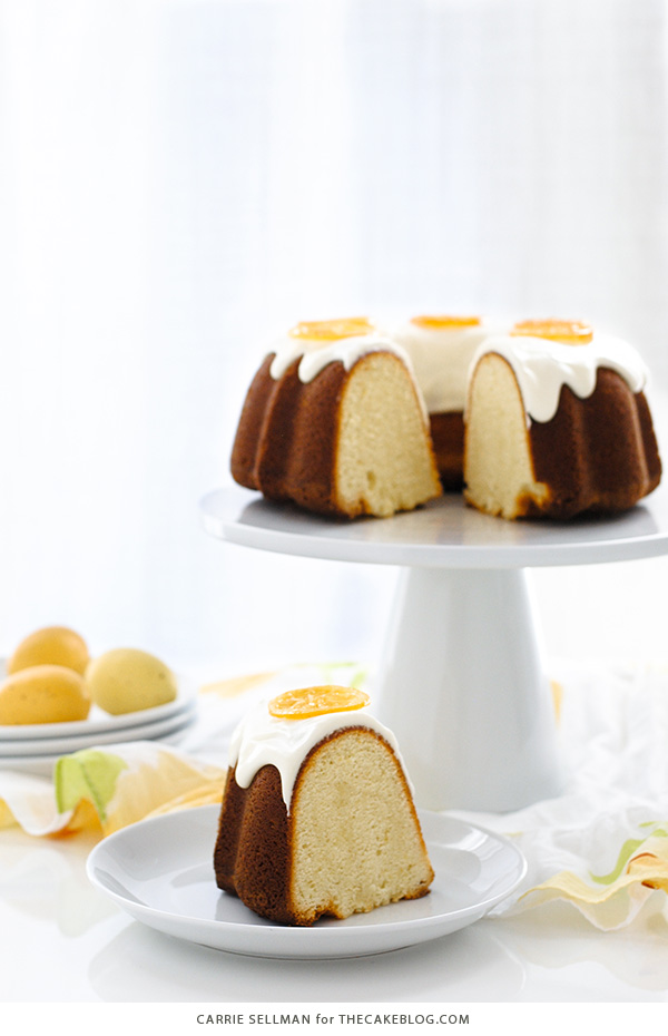 Lemon Bundt Cake - easy lemon pound cake recipe with a relaxed cream cheese glaze and candied lemon slices | By Carrie Sellman for TheCakeBlog.com