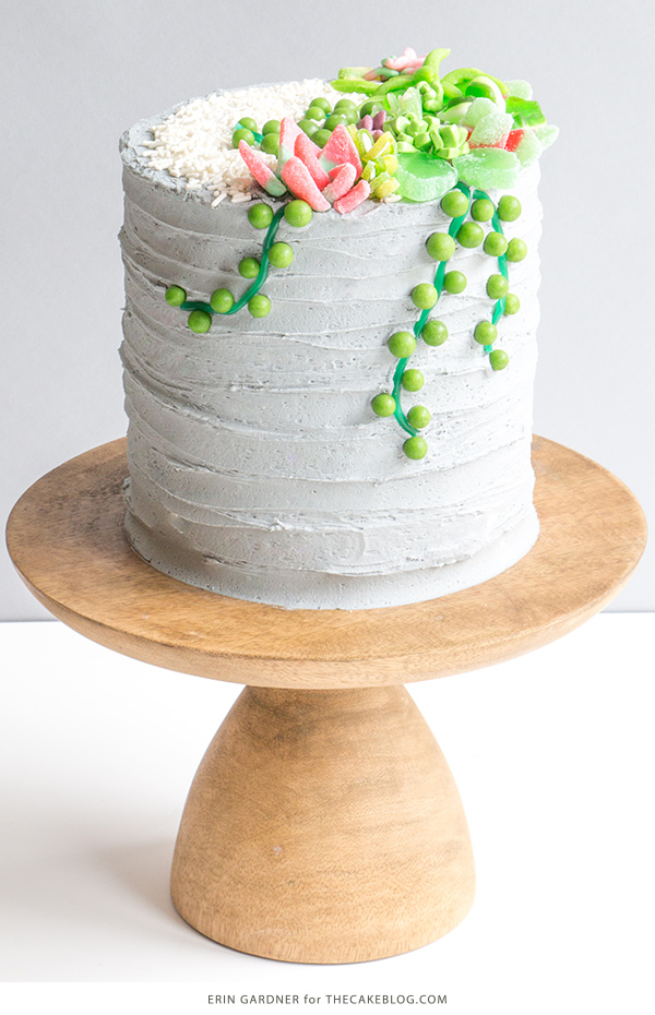 Candy Succulent Cake - how to make a succulent cake with edible candy succulents | by Erin Gardner for TheCakeBlog.com