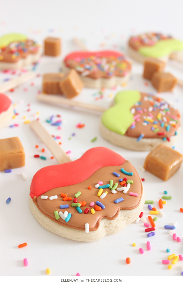 Caramel Apple Cookies - how to decorate caramel apple sugar cookies | by ellenJAY for TheCakeBlog.com