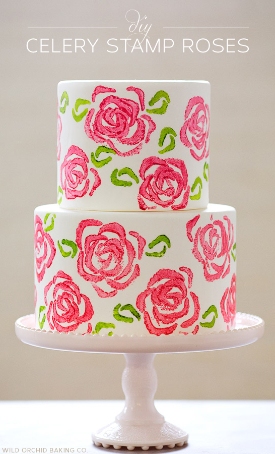 DIY Celery Stamp Rose Cake by Wild Orchid Baking Co  |  TheCakeBlog.com