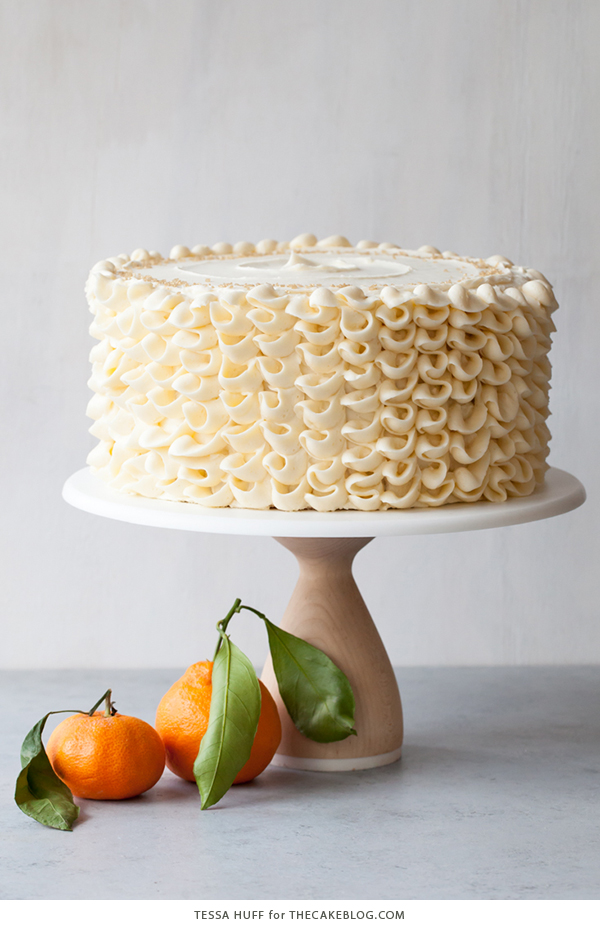 Champagne Mimosa Cake - tender, orange sponge cake smothered with silky champagne buttercream | by Tessa Huff for TheCakeBlog.com
