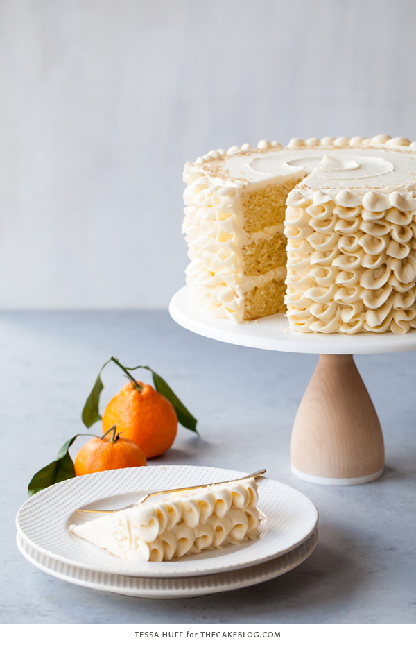 Champagne Mimosa Cake - tender, orange sponge cake smothered with silky champagne buttercream | by Tessa Huff for TheCakeBlog.com