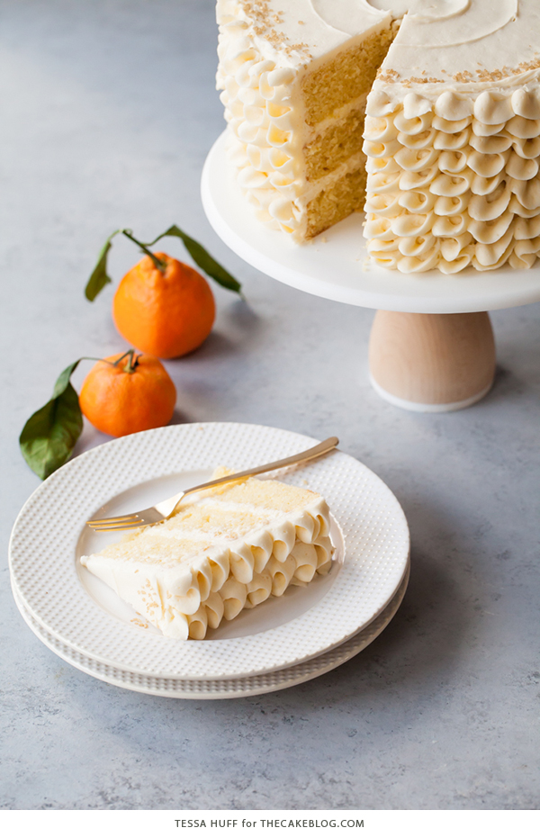 Champagne Mimosa Cake - tender, orange sponge cake smothered with silky champagne buttercream | by Tessa Huff for TheCakeBlog.com