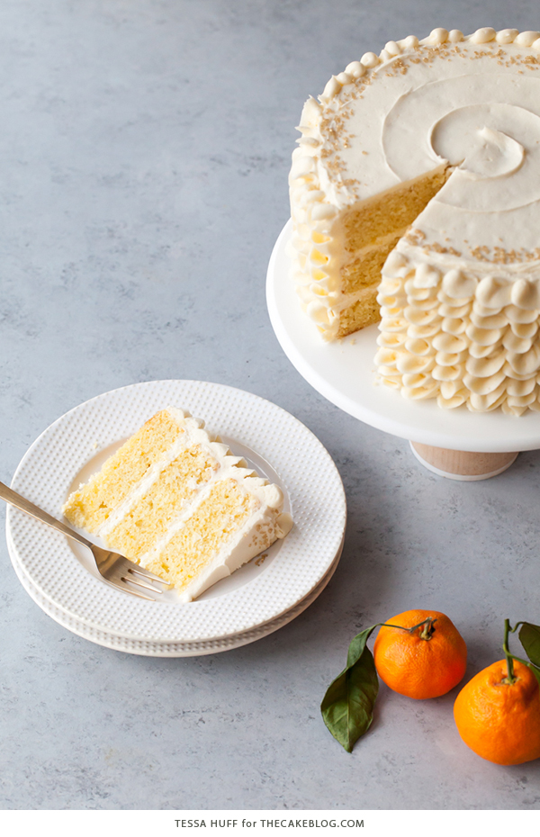 Champagne Mimosa Cake - tender, orange sponge cake smothered with silky champagne buttercream | by Tessa Huff for TheCakeBlog.com