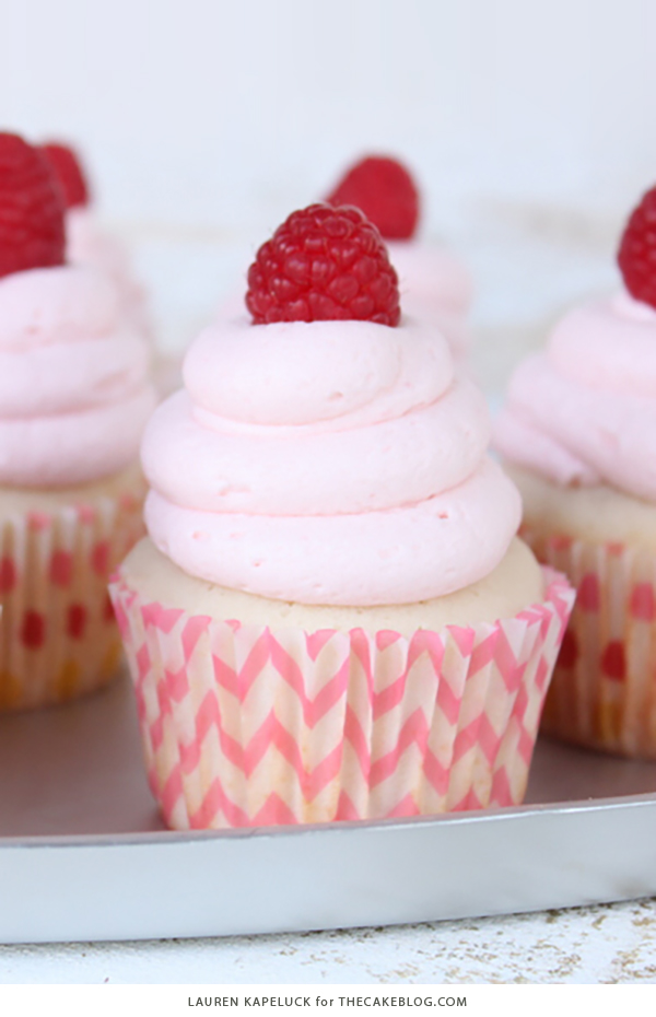 Champagne & Raspberry Cupcakes | by Lauren Kapeluck for TheCakeBlog.com