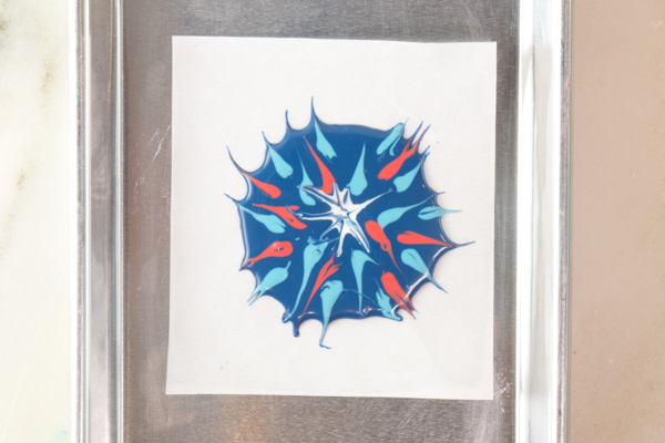 Chocolate Fireworks Cake - how to make red, white and blue fireworks out of chocolate | by Erin Gardner for TheCakeBlog.com