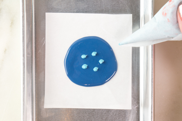 Chocolate Fireworks Cake - how to make red, white and blue fireworks out of chocolate | by Erin Gardner for TheCakeBlog.com