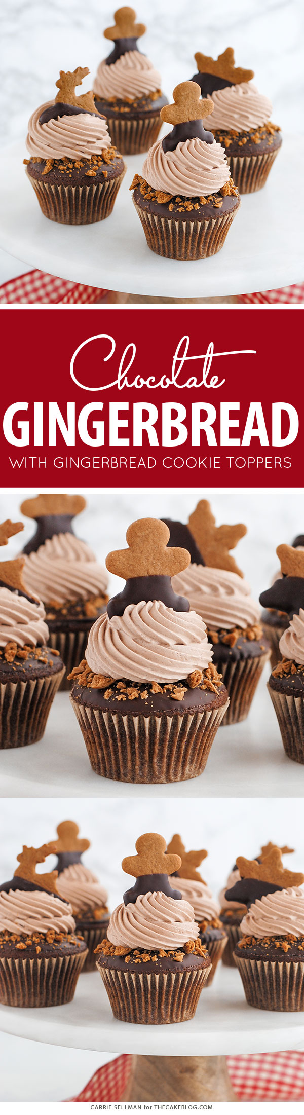 Chocolate Gingerbread Cupcakes | by Carrie Sellman for TheCakeBlog.com