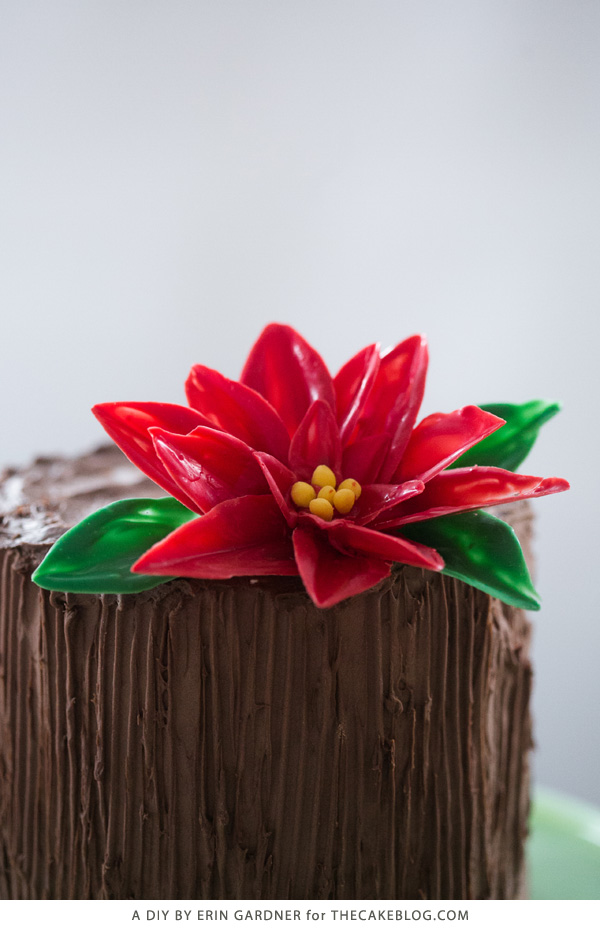Chocolate Poinsettias - learn how to make these chocolate flowers with candy melts and a knife | Erin Gardner for TheCakeBlog.com