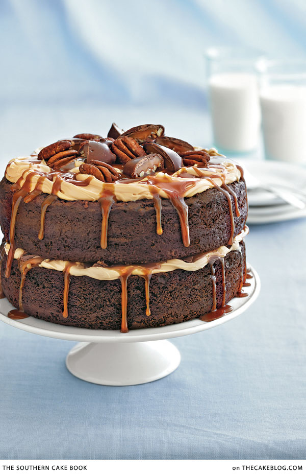 Chocolate Turtle Cake Recipe | from The Southern Cake Book by Southern Living on TheCakeBlog.com