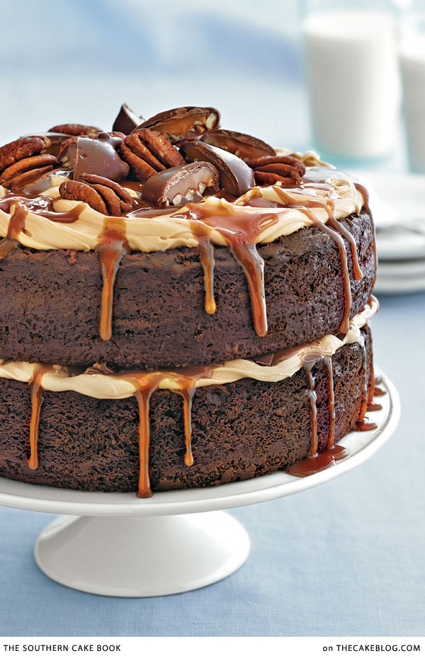 Chocolate Turtle Cake Recipe | from The Southern Cake Book by Southern Living on TheCakeBlog.com