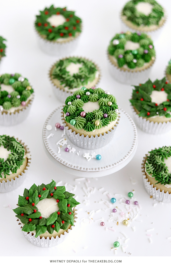 Christmas Wreath Cupcakes | by Whitney DePaoli for TheCakeBlog.com