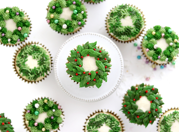 Christmas Wreath Cupcakes | by Whitney DePaoli for TheCakeBlog.com
