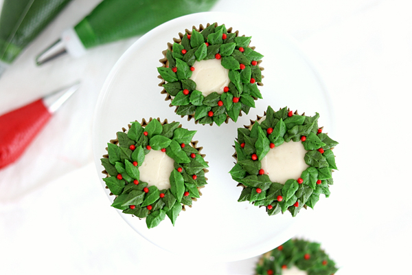 Christmas Wreath Cupcakes | by Whitney DePaoli for TheCakeBlog.com