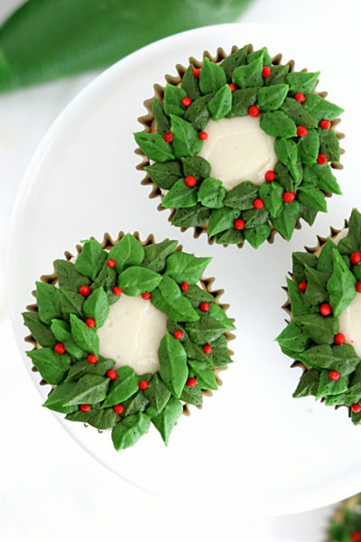 Christmas Wreath Cupcakes | by Whitney DePaoli for TheCakeBlog.com