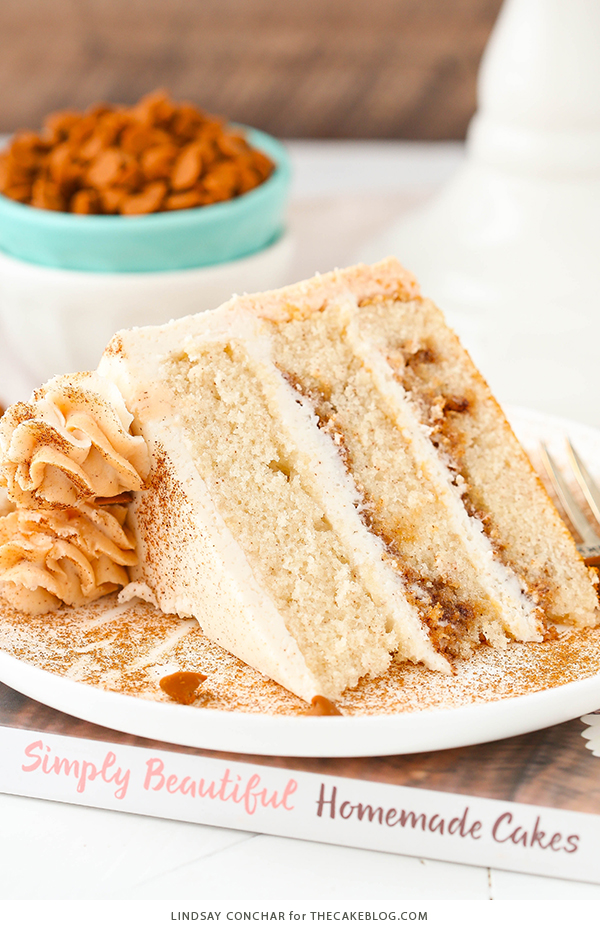 Cinnamon Roll Layer Cake | by Lindsay Conchar for TheCakeBlog.com