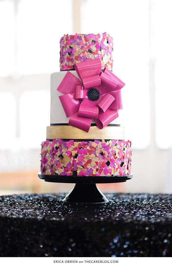10 Confetti Throwing Cakes | including this design by Erica OBrien | on TheCakeBlog.com