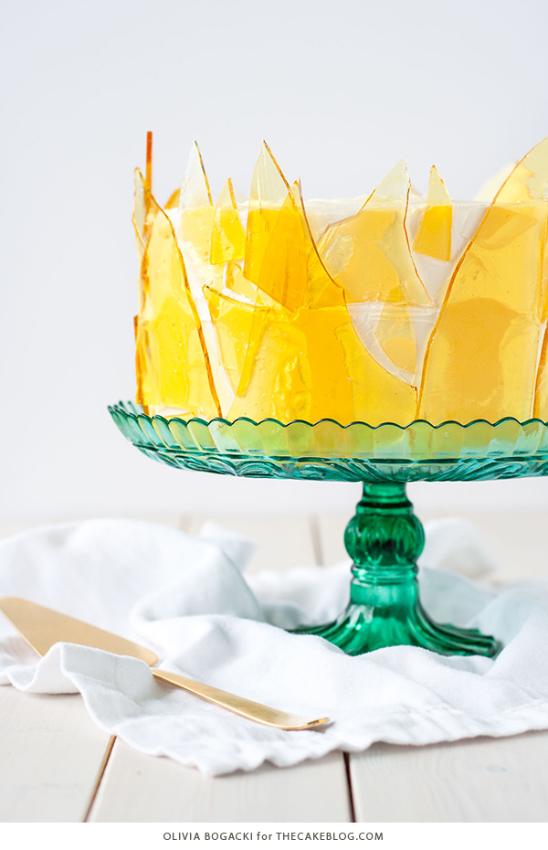 Creme Brûlée Cake - layer cake recipe with vanilla bean cake, vanilla custard and caramel sugar shards | by Olivia Bogacki for TheCakeBlog.com