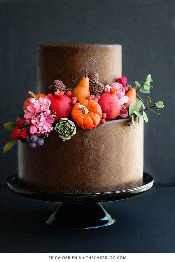 Chocolate Painted Cake | dramatically dark fall cake inspiration | by Erica OBrien for TheCakeBlog.com