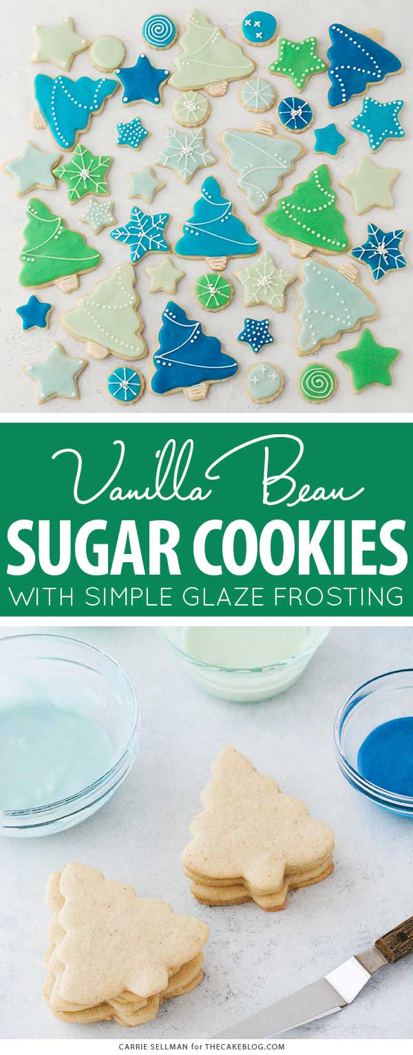 Decorated Sugar Cookies - vanilla bean sugar cookies with a simple glaze icing for easy yet thoughtful gift giving | by Carrie Sellman for TheCakeBlog.com