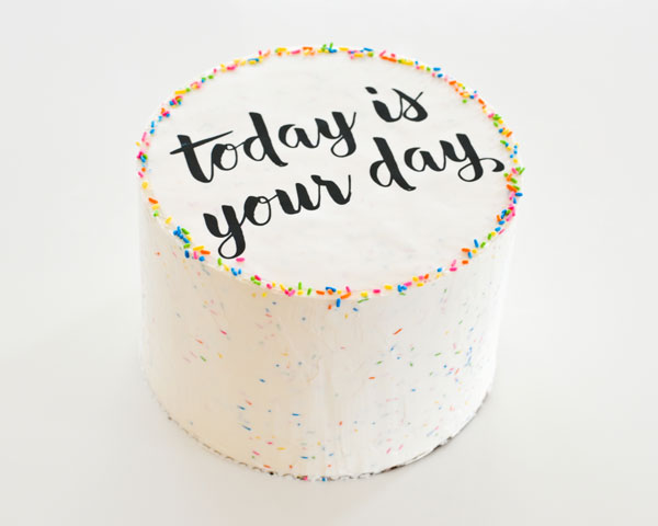 Graduation Party Desserts including this DIY sprinkle cake with easy edible writing | by Carrie Sellman for TheCakeBlog.com