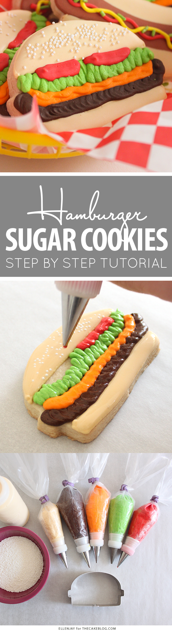 Hamburger Sugar Cookies | by ellenJAY for TheCakeBlog.com