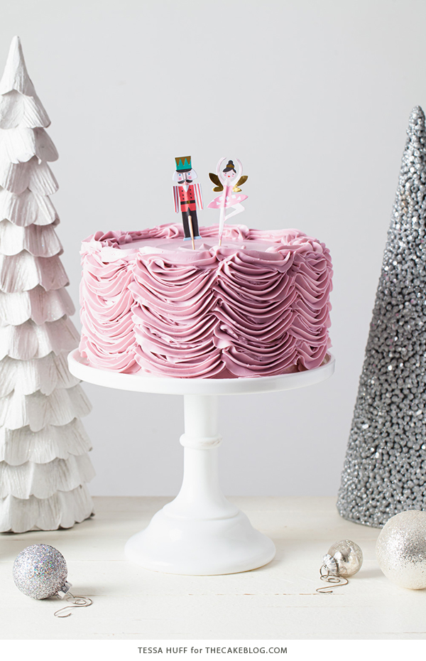 Hazelnut Nutcracker Cake - a brown sugar nutmeg cake with hazelnut praline buttercream | by Tessa Huff for TheCakeBlog.com