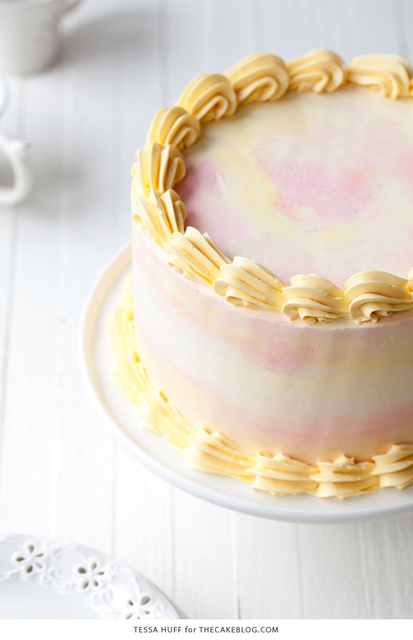 Lemon Honey Apricot Cake - lemon cake paired with honey buttercream and apricot jam | by Tessa Huff for TheCakeBlog.com