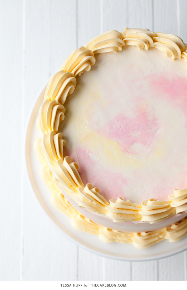 Lemon Honey Apricot Cake - lemon cake paired with honey buttercream and apricot jam | by Tessa Huff for TheCakeBlog.com