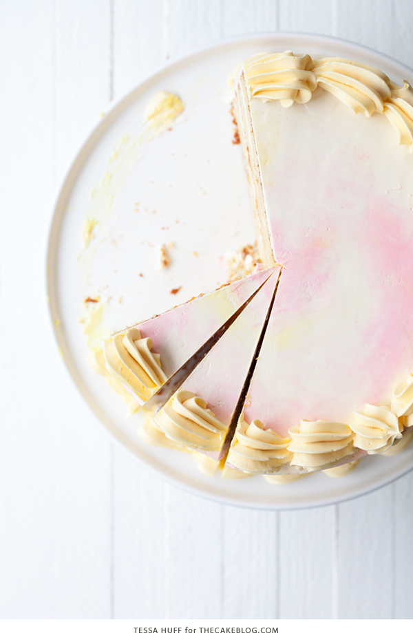 Lemon Honey Apricot Cake - lemon cake paired with honey buttercream and apricot jam | by Tessa Huff for TheCakeBlog.com