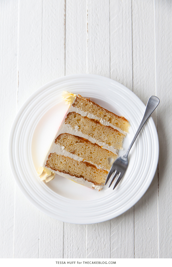 Lemon Honey Apricot Cake - lemon cake paired with honey buttercream and apricot jam | by Tessa Huff for TheCakeBlog.com