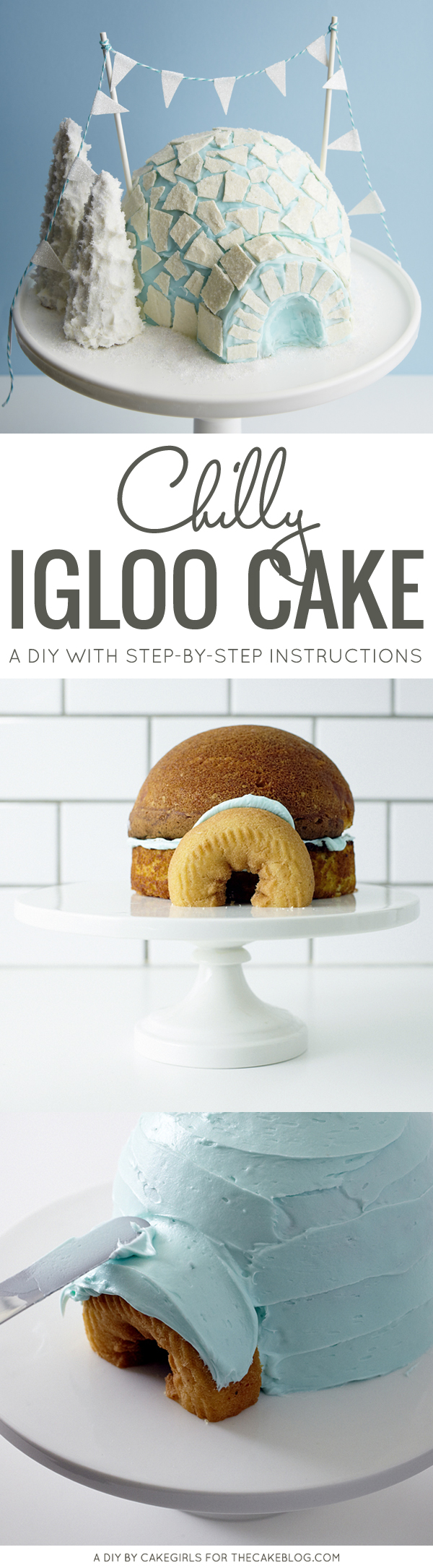Igloo Cake! An adorable winter cake for holiday parties and Christmas dessert | Cakegirls for TheCakeBlog.com