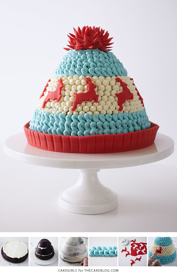Winter Hat Cake - learn how to make this cozy cake that looks just like a knitted hat | by Cakegirls for TheCakeBlog.com