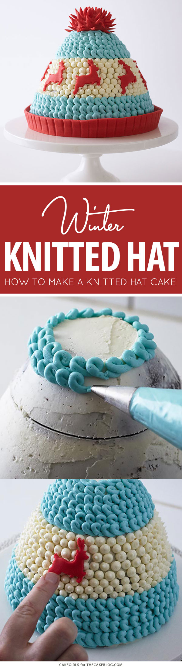 Winter Hat Cake - learn how to make this cozy cake that looks just like a knitted hat | by Cakegirls for TheCakeBlog.com
