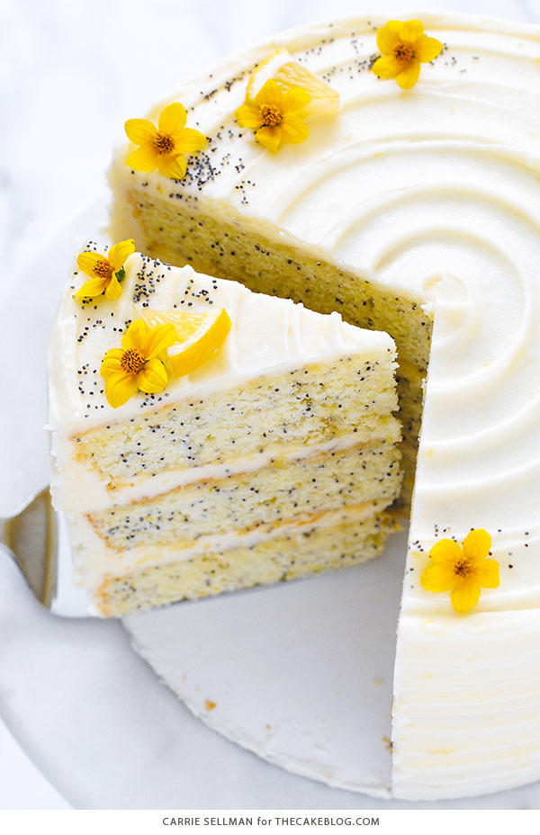 Lemon Poppy Seed Cake | by Carrie Sellman for TheCakeBlog.com #cake #lemon #easter #easterdinnerideas
