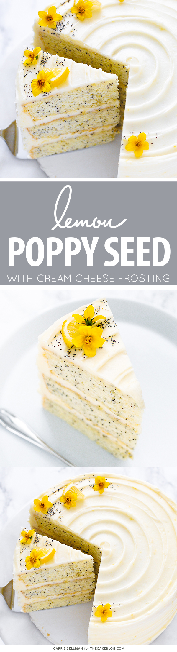 Lemon Poppy Seed Cake | by Carrie Sellman for TheCakeBlog.com #cake #lemon #easter #easterdinnerideas