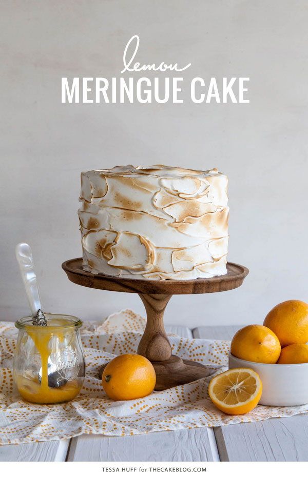 Lemon Meringue Cake | with lemon curd and toasted meringue frosting | by Tessa Huff for TheCakeBlog.com