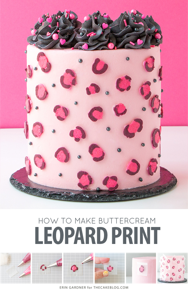 Leopard Print Buttercream Cake - how to make a pink leopard print cake using buttercream frosting | by Erin Gardner for TheCakeBlog.com