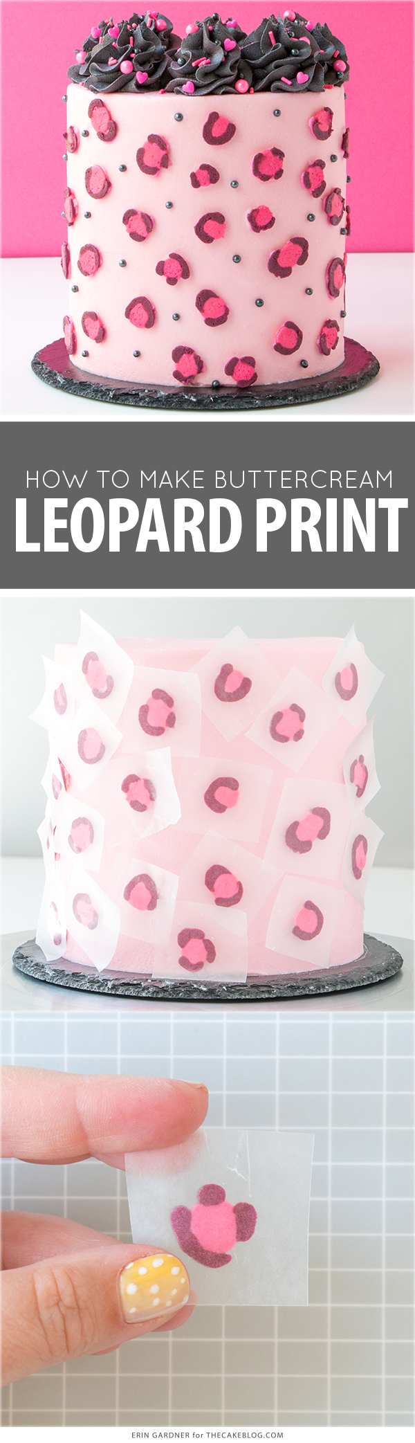 Leopard Print Buttercream Cake - how to make a pink leopard print cake using buttercream frosting | by Erin Gardner for TheCakeBlog.com