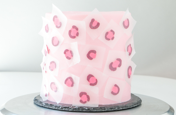 Leopard Print Buttercream Cake - how to make a pink leopard print cake using buttercream frosting | by Erin Gardner for TheCakeBlog.com